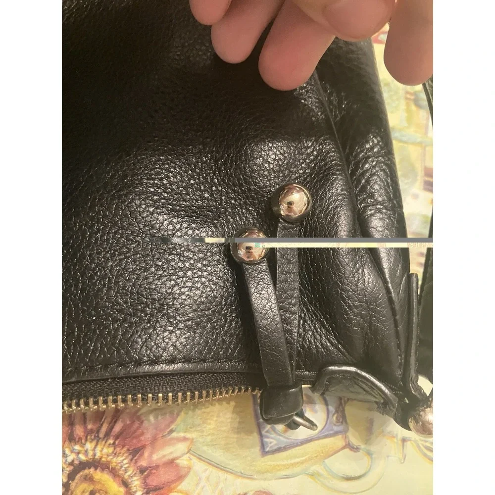 Kate Spade New York Black Pebbled Leather Hobo Shoulder Bag Silver Hardware